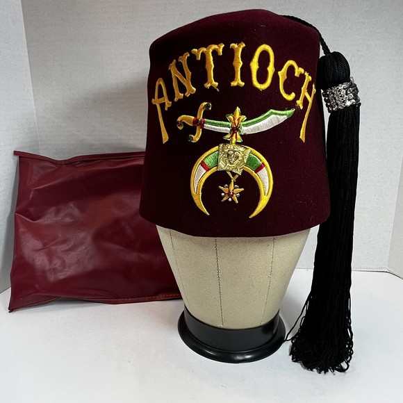 VTG Harry M Osers Antioch Masonic Shriners Rhinestone Tassel size 7 Fez Hat Cap - Picture 1 of 12